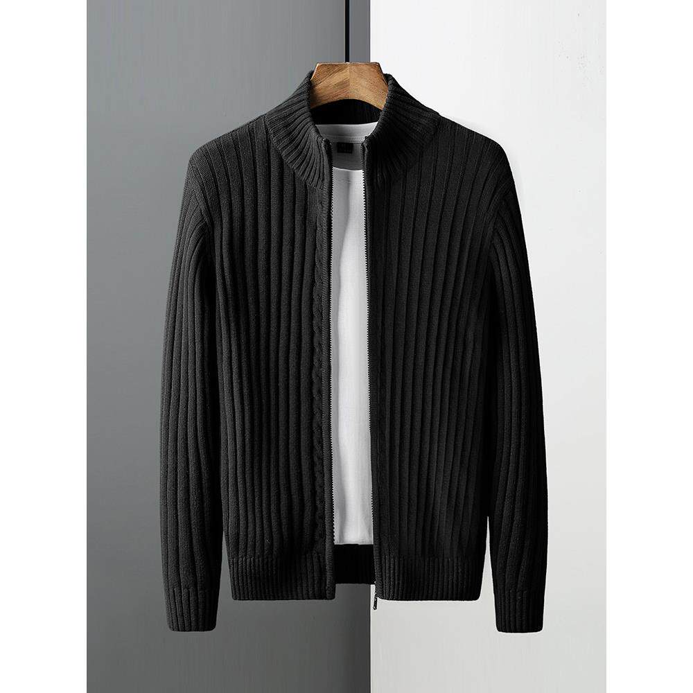 纯棉开衫毛衣男士春秋季2025新款拉链针织衫外套男加绒加厚外穿冬