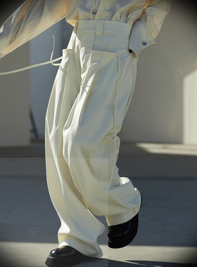 FAITING春秋2025新款高级小众宽松垂感通勤休闲高腰纯色男女长裤