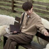 2025春秋季 韩版 宽松潮流纯色百搭气质小众休闲长袖 Eli 新疆棉衬衫