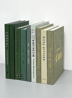 简约绿色装饰真书轻奢样板房书柜玄关可翻页仿真道具书籍饰品摆件