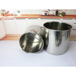 PUSAN内提耳朵不锈钢桶特厚储水桶圆桶白钢牛杂煲汤桶汤锅商用盖