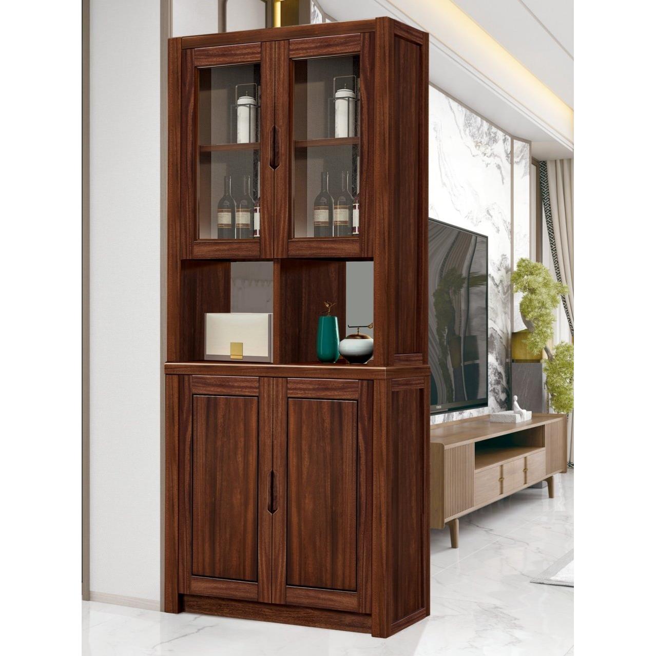 胡桃木实木间厅柜酒柜隔断柜客厅入户门厅柜中式双面柜进门玄关柜