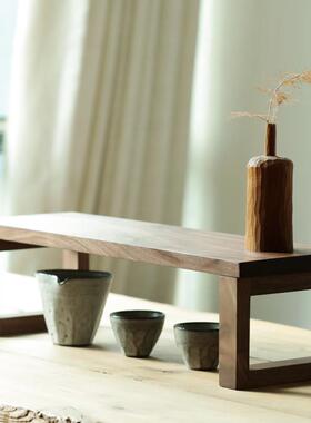 黑胡桃木桌面收纳整理架化妆品架调味架实木增高架茶具架置物架