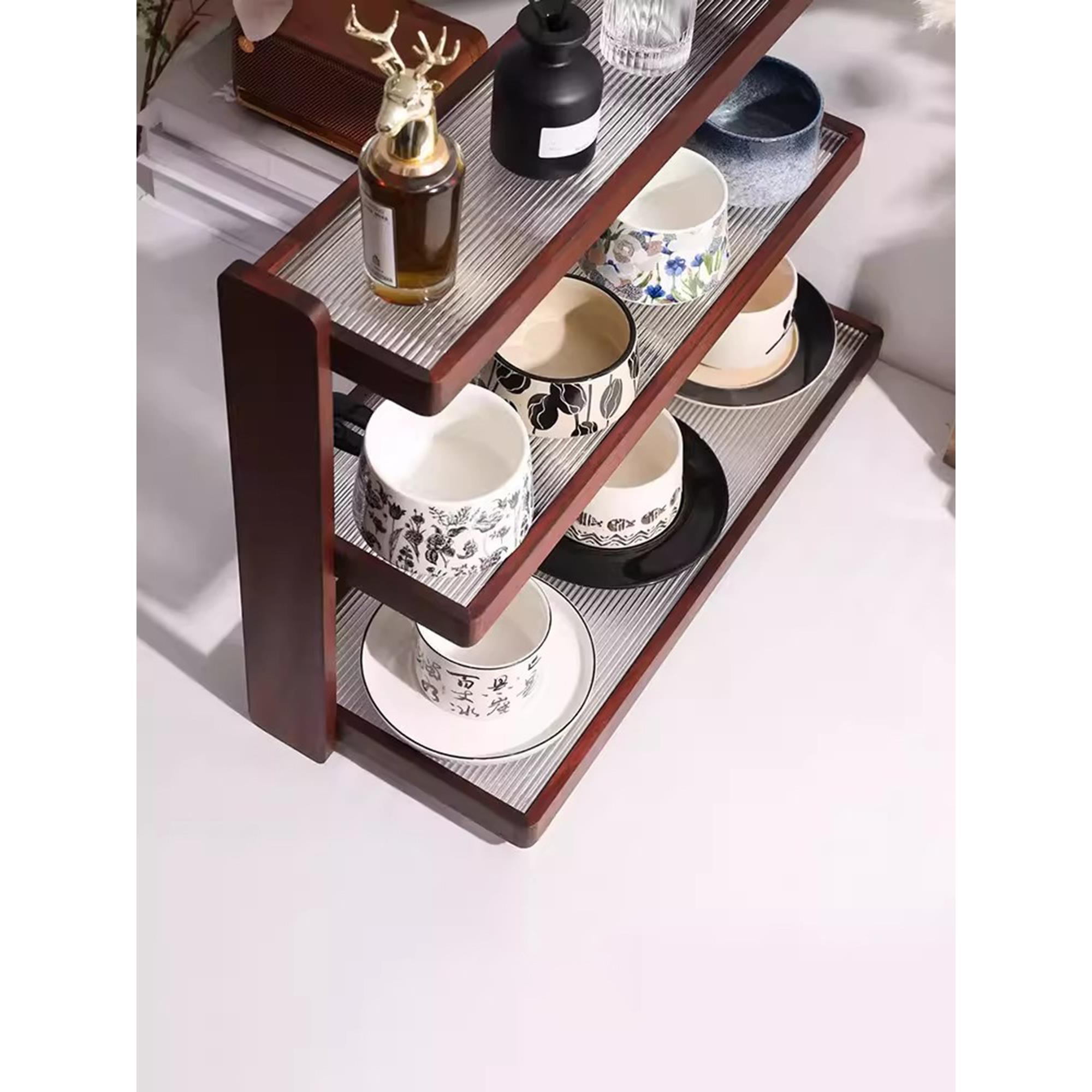 实木置物架桌面茶杯收纳架杯子置物架杯架咖啡杯水杯餐桌陈列架子