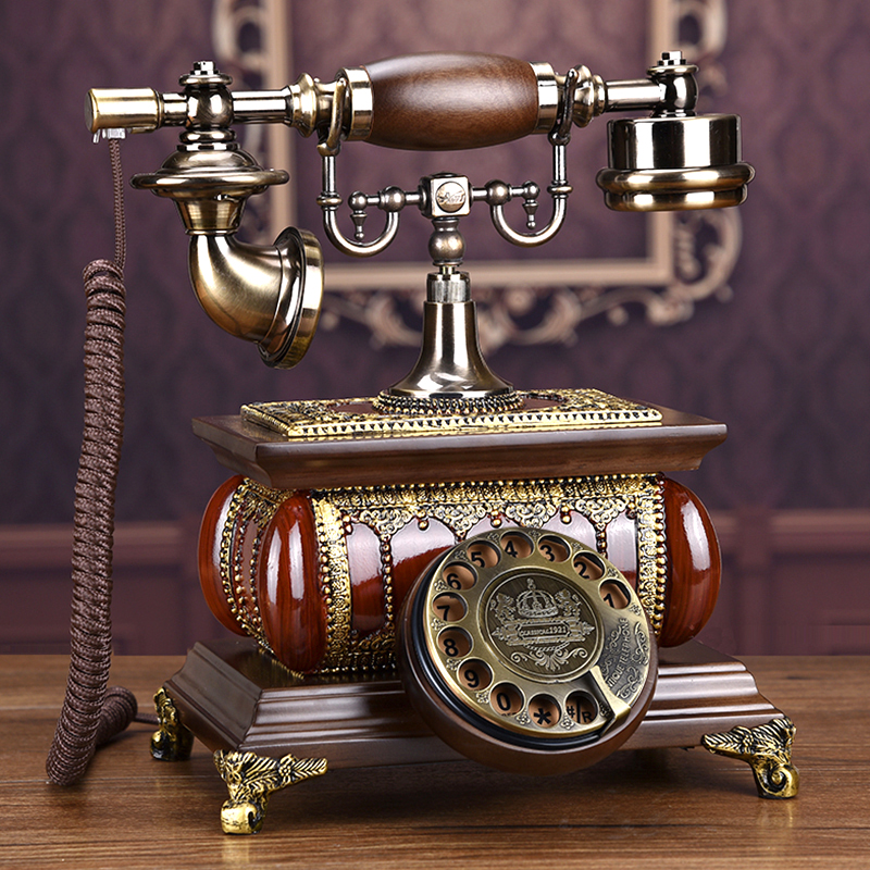 蒂雅菲欧式复古电话机拨号家用时尚创意仿古实木固定电话无线座机
