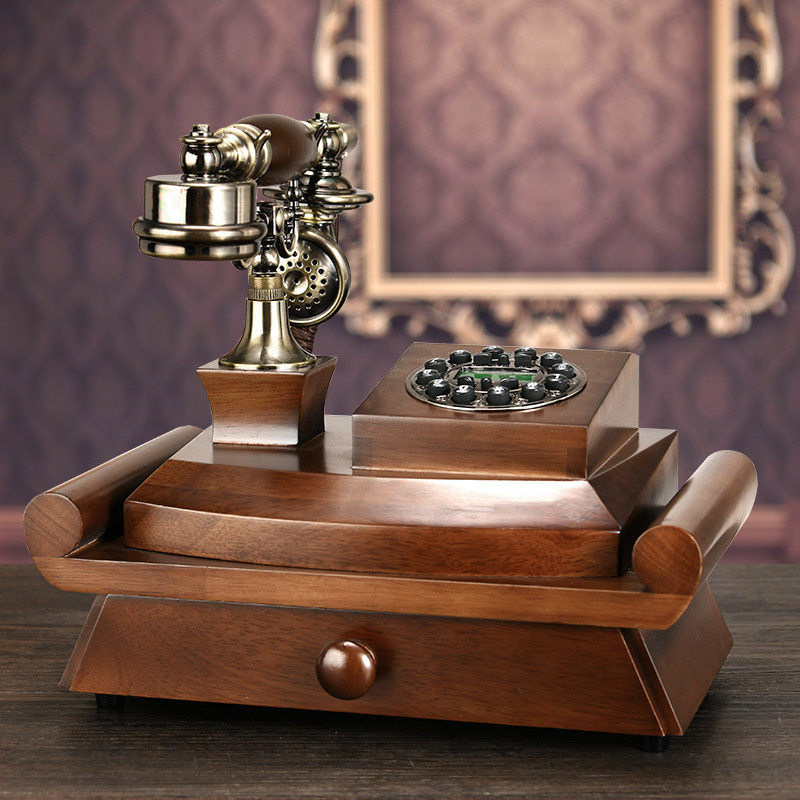 蒂雅菲欧式旋转电话机家用拨号老式仿古固定无线插卡创意电话复古