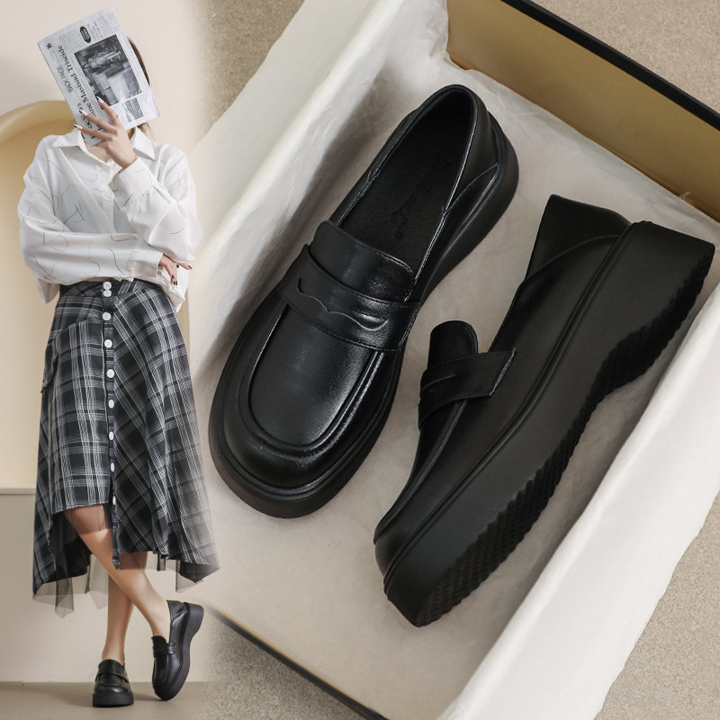 大码真皮小皮鞋女2026春季新款乐福鞋时尚黑色软底厚底舒适工作鞋,女鞋,深口单鞋,淘宝优惠券,粉丝福利购,淘宝优惠卷