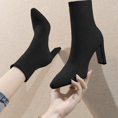 复古粗跟百搭单靴真皮加绒马丁靴