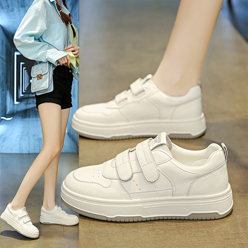 魔术贴小白鞋女2025春秋季新款平底真皮单鞋休闲运动软底学生板鞋,女鞋,休闲板鞋,淘宝优惠券,粉丝福利购,淘宝优惠卷
