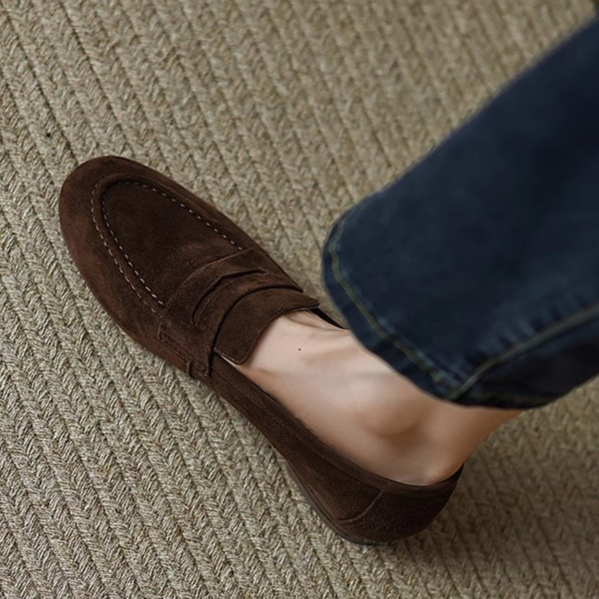 磨砂乐福鞋女2025春秋新款复古百搭圆头软底英伦风一脚蹬平底单鞋,女鞋,浅口单鞋,淘宝优惠券,粉丝福利购,淘宝优惠卷