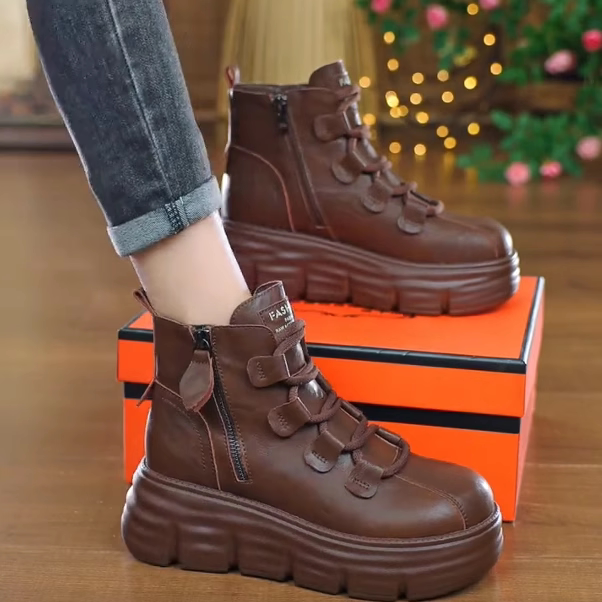 加绒时尚百搭防滑真皮时尚短靴