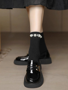 百搭小皮鞋女2025春季新款乐福鞋真皮黑色厚底英伦风平底时尚单鞋