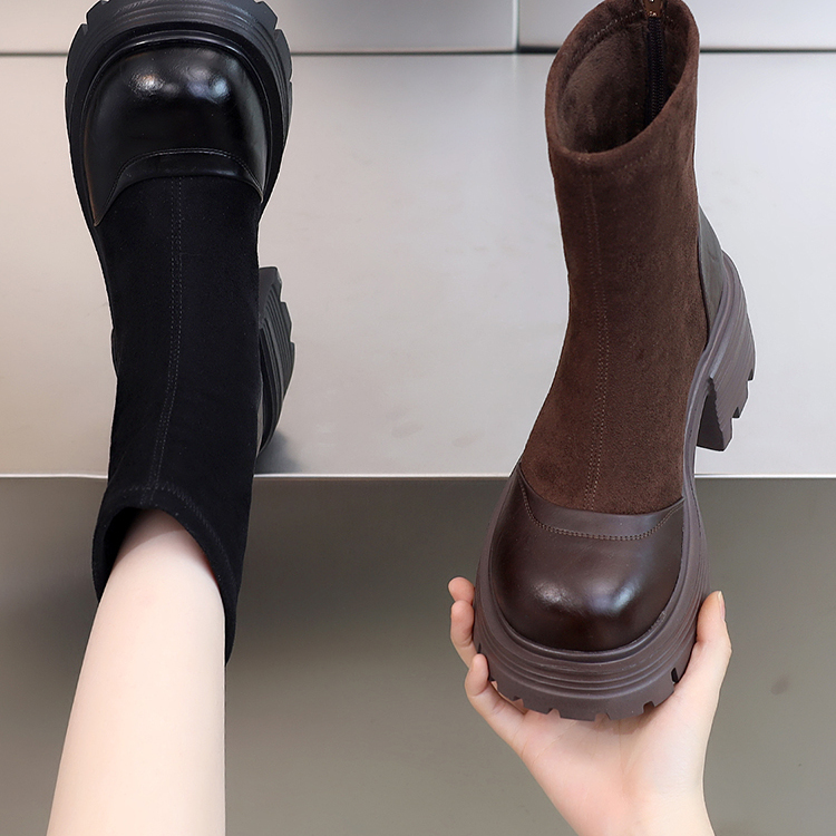 百搭增高软底显瘦大码加绒烟筒靴