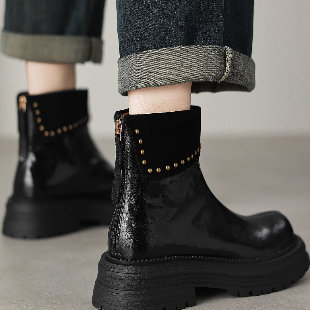 小个子厚底加绒美拉德棕色马丁靴