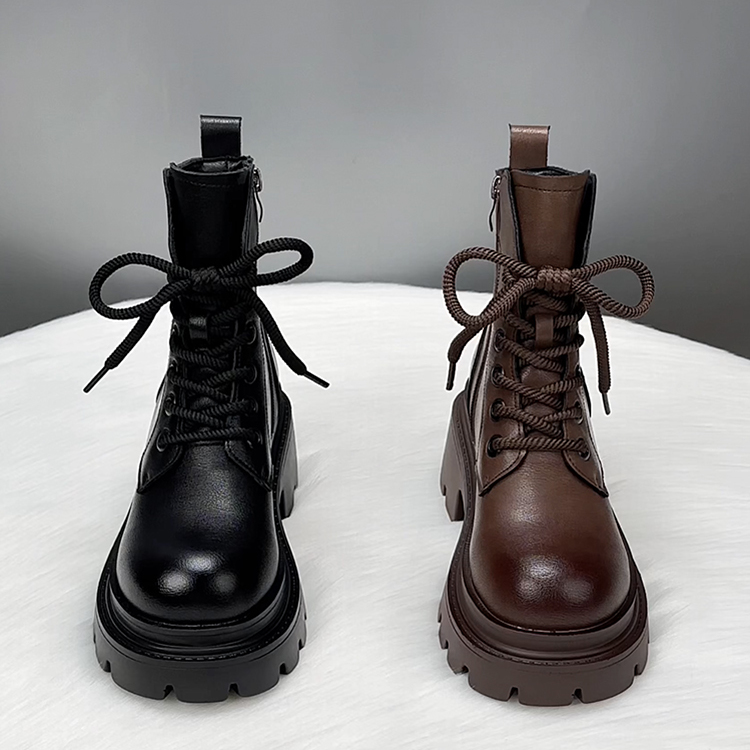 英伦风百搭爆款增高厚底加绒短靴