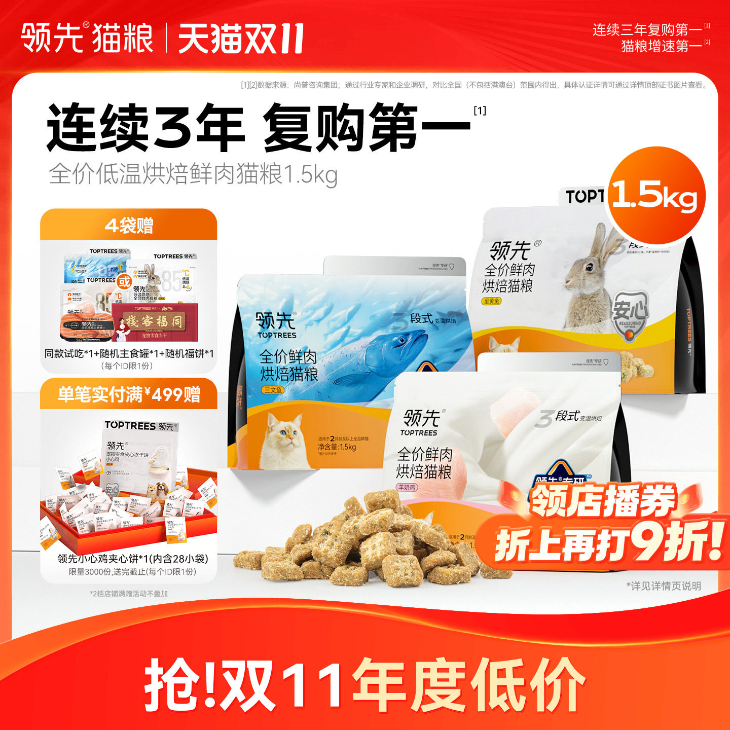 【复购第一】领先烘焙猫粮成幼猫主粮鲜肉低温蛋黄兔肉全价羊奶鸡