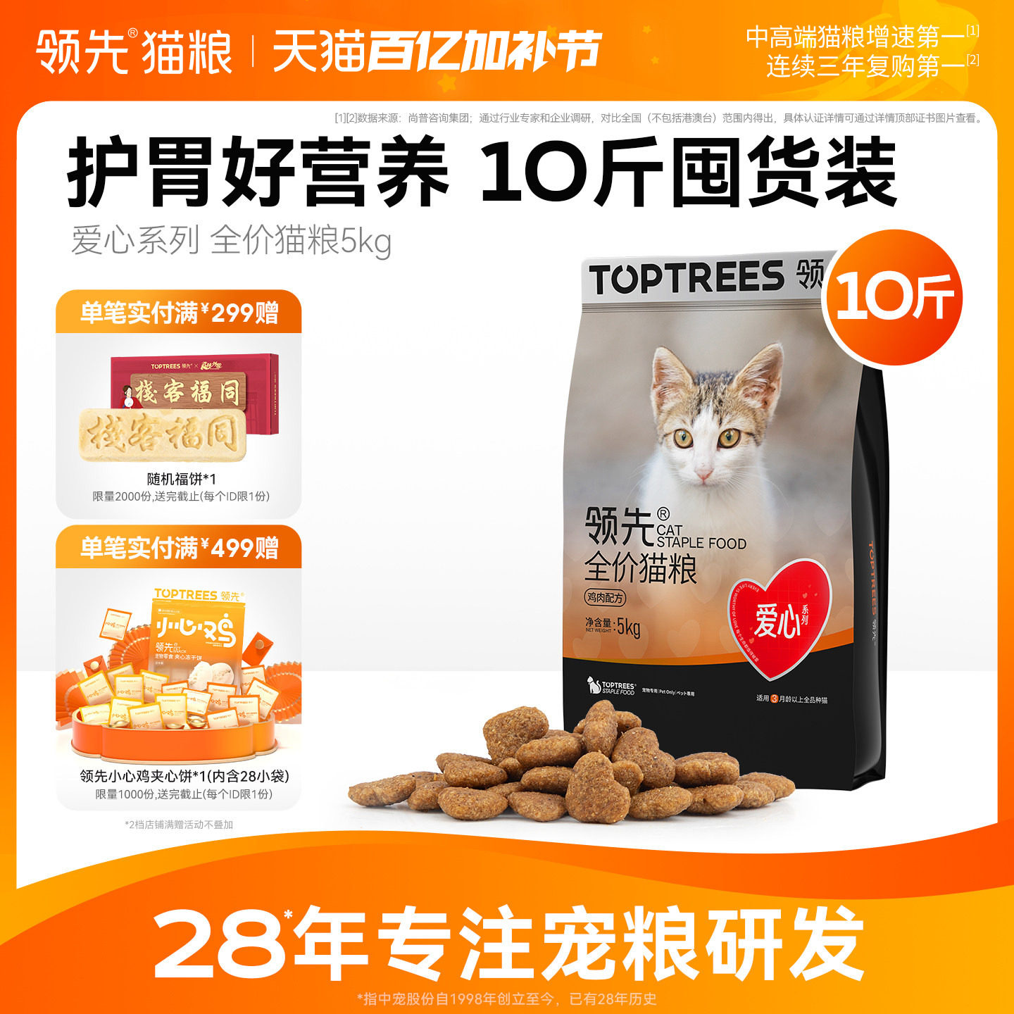 豪车领先爱心鸡肉猫粮10斤拍2件到手共20斤 120元 - 线报酷