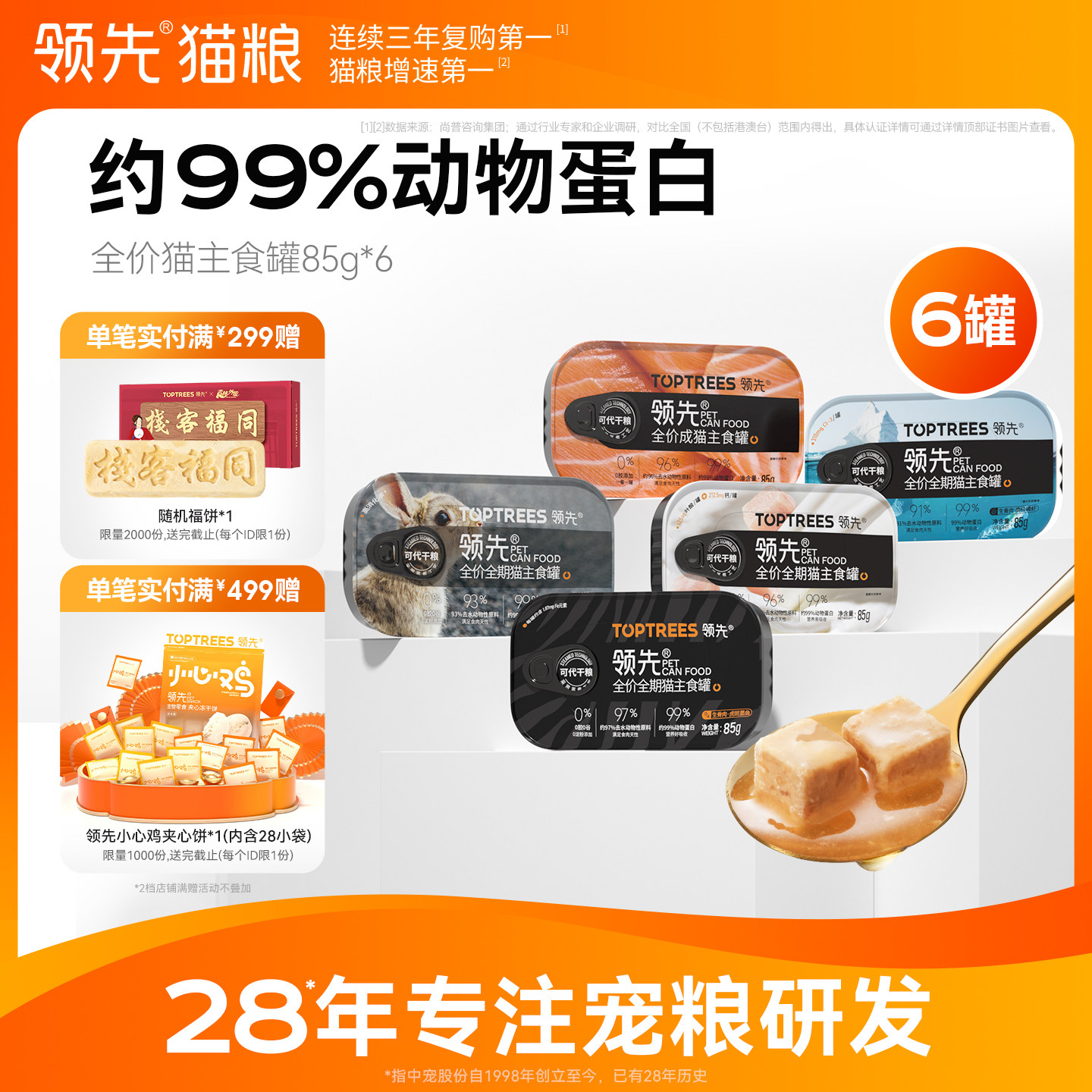 领先鸡肉三文鱼主食罐85g*6 37元 - 86线报