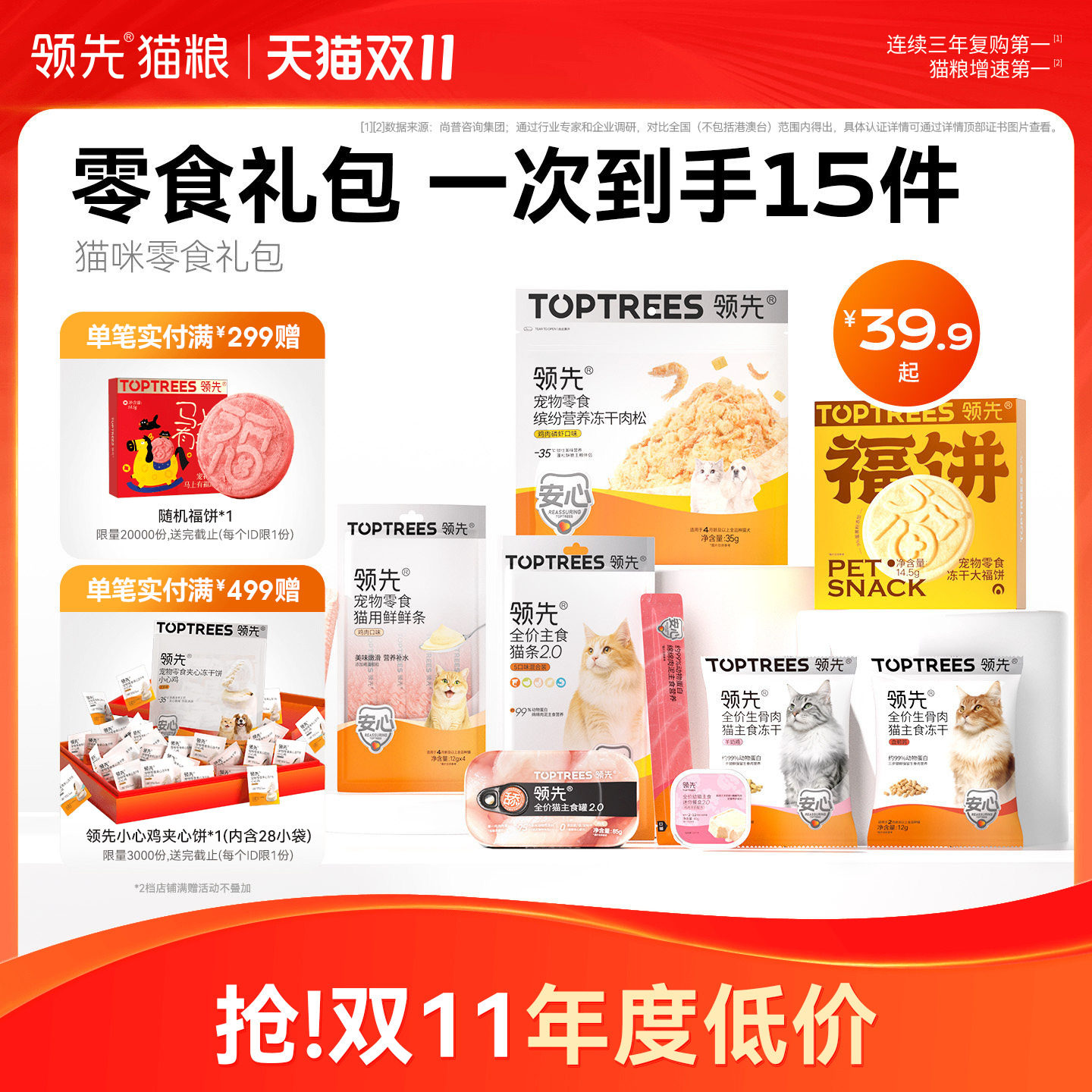 领先【猫咪零食礼包】猫罐头主食罐头小猫猫条鸡肉冻干饼干