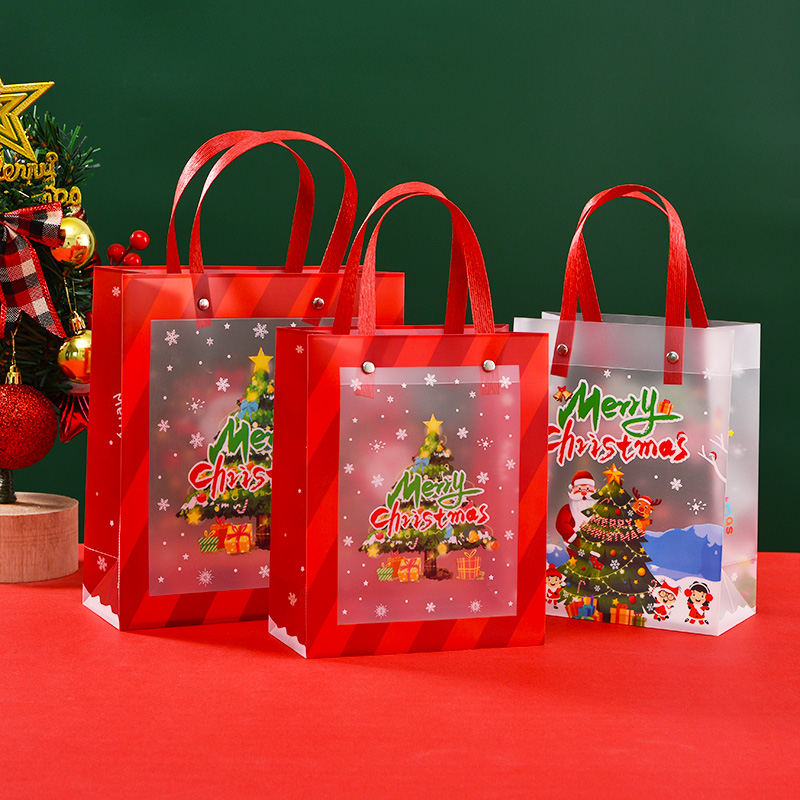 圣诞节礼品袋防水透明礼品袋平安夜苹果袋子卡通伴手礼礼物包装袋