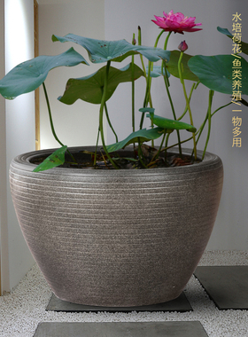 花盆陶瓷缸古法养鱼家用户外庭院睡莲荷花缸发财树铁树专用花盆