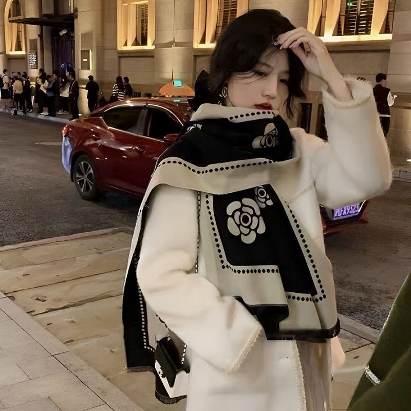 韩版秋冬季长款围巾仿羊绒双面空调披肩两用加厚保暖百搭披风女士