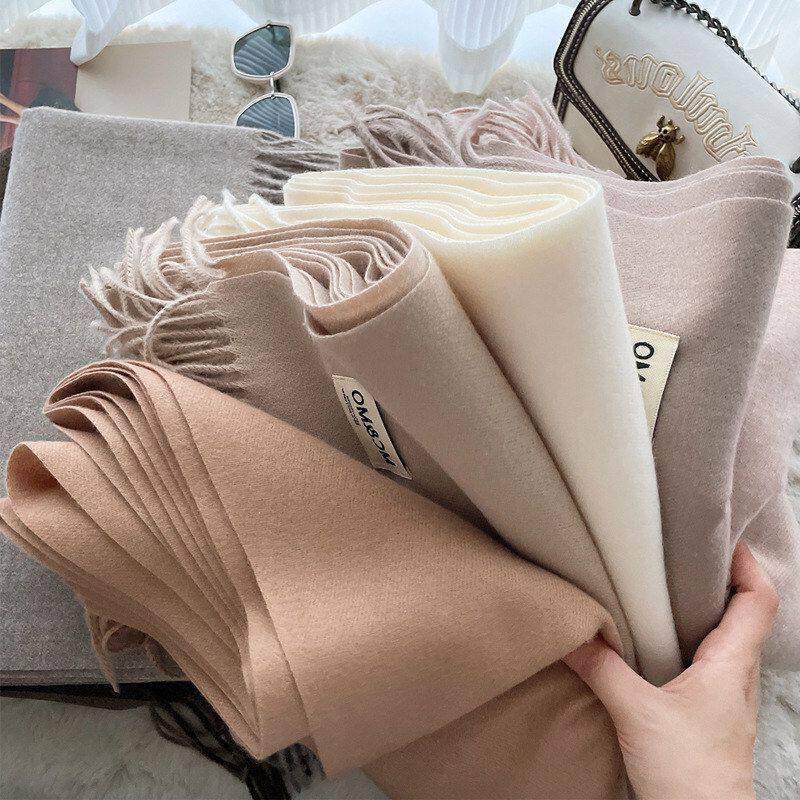 羊绒围巾手感纯色流苏披肩长款情侣保暖仿羊绒围巾百搭单色披肩