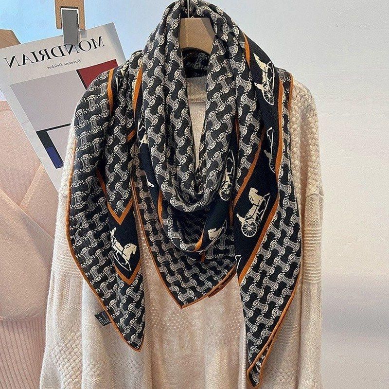 真丝羊毛围巾女大方巾丝巾2022