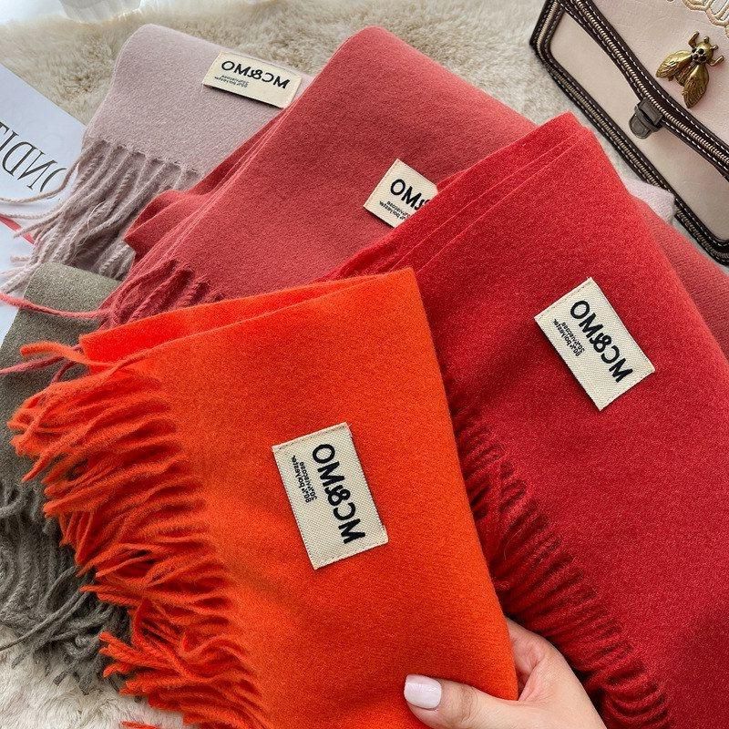 新款纯色仿羊绒围巾女 欧美韩版日系时尚穿搭秋冬保暖披肩女围脖