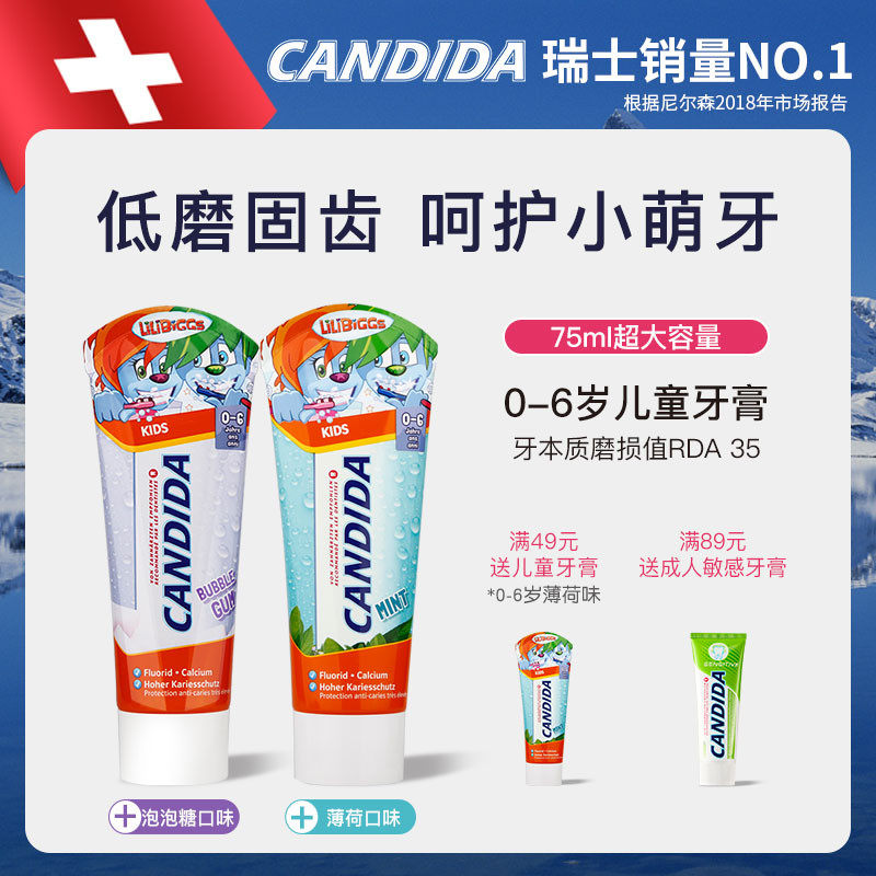 【优惠促销】candida瑞士原装进口牙膏含氟防蛀低磨固齿清新口气