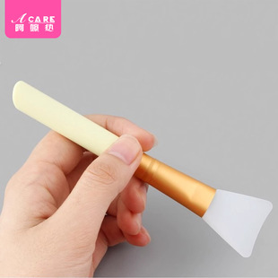 杏色扁平搅拌棒软硅胶头脸部涂抹式 面膜刷BC1S244 泥膜工具美容