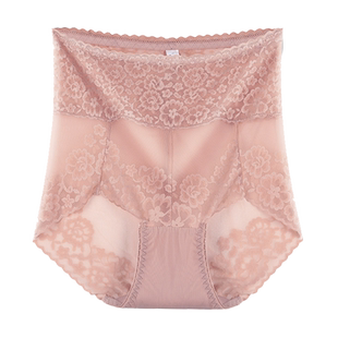 蕾丝女士内裤高腰收腹提臀塑身收小肚子纯棉透气大码无痕性感透明