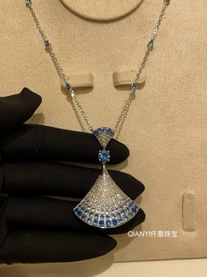 镀18k金满钻扇子宴会项链 赵路思同款 QIANYI仟意珠宝 限定系列