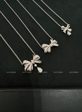 QIANYI仟意珠宝【贵妇系列】白富美轻奢纯欲蝴蝶结气质锁骨项链