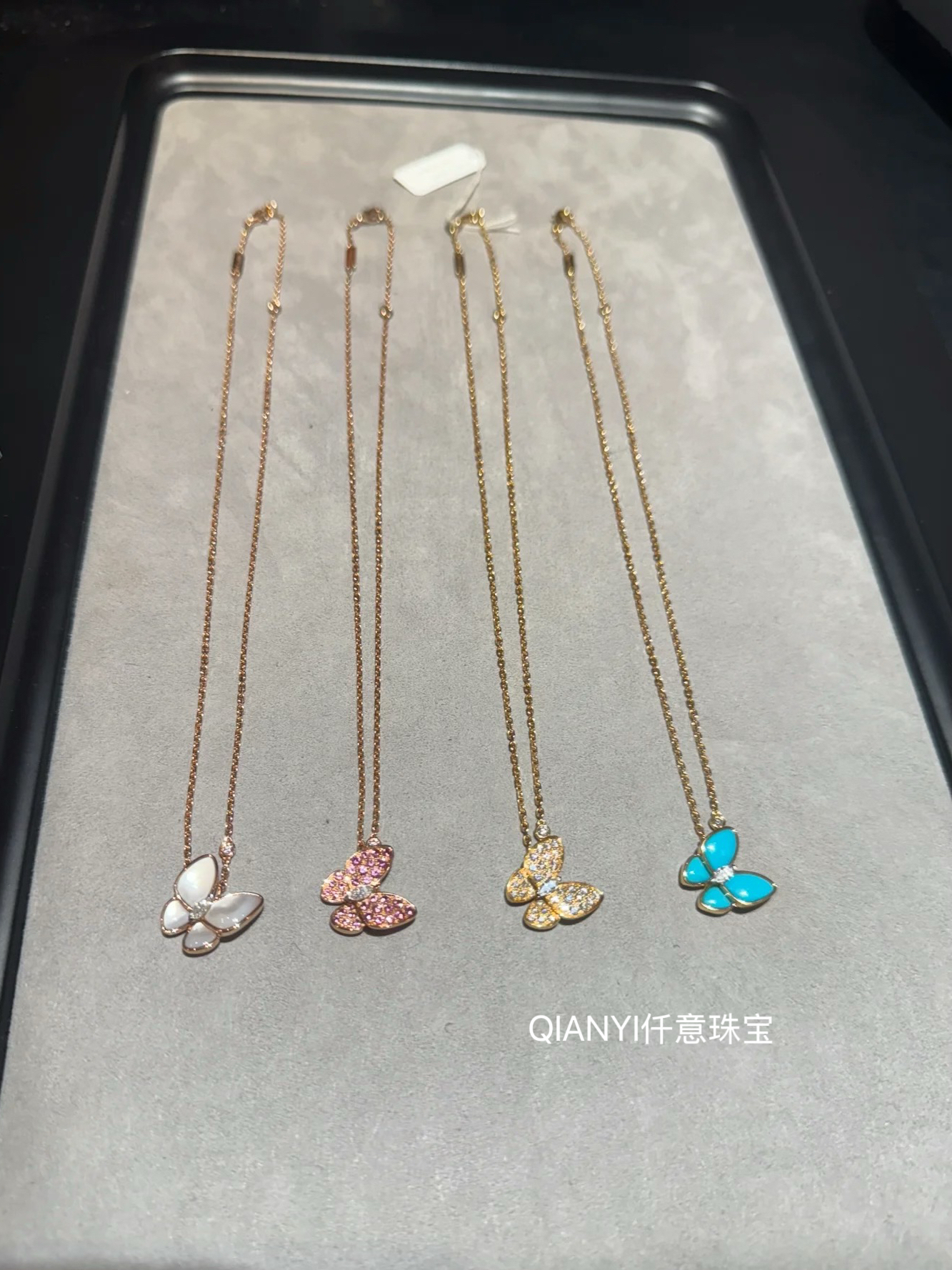 QIANYI仟意珠宝【轻奢系列】白富美千金风镀18k金贝母石蝴蝶项链