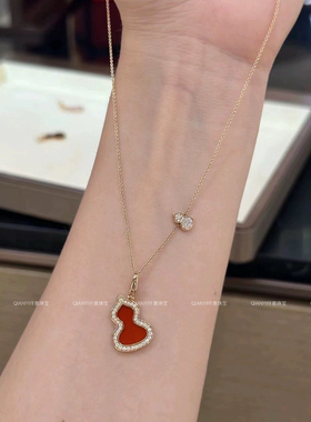 QIANYI仟意【福禄多福】张艺星同款镀18k金如意葫芦锆石满钻项链