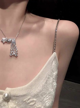 小众五角星项链锆石闪亮气质锁骨0.5+锆石女