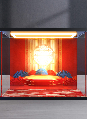 回形灯展示盒适用 乐高80117五福迎春中国风新春系列亚克力防尘罩