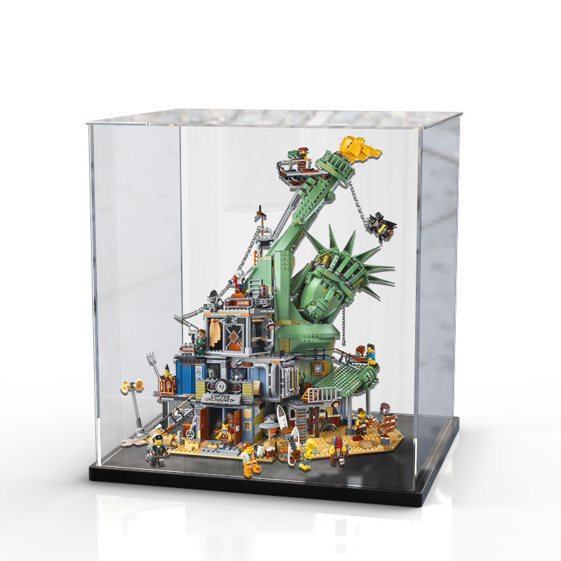 适用乐高70840末日堡倒塌自由女神像亚克力展示盒积木透明防尘盒