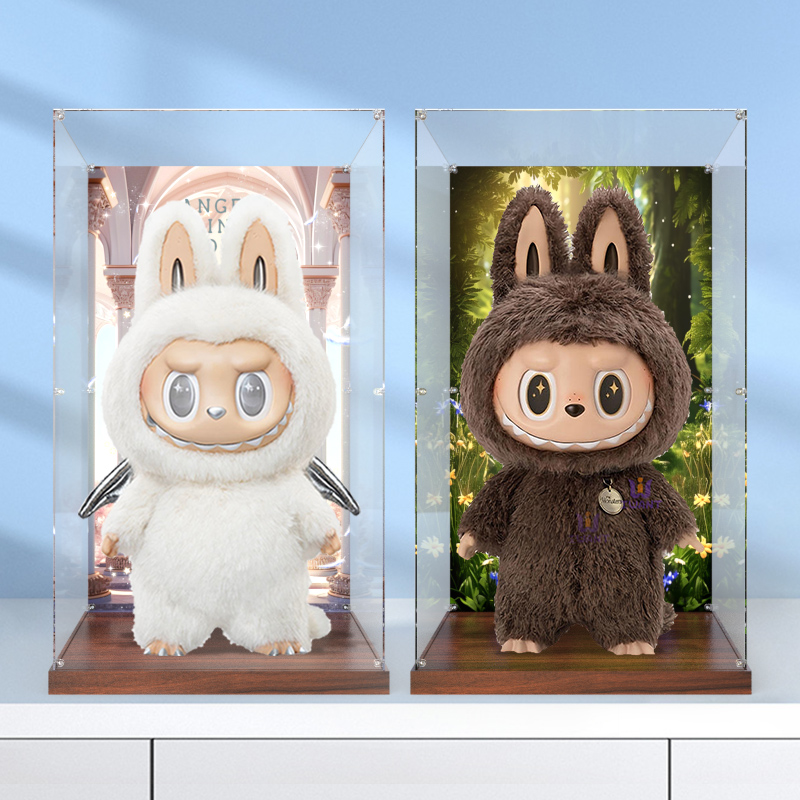 适用泡泡玛特zimomo labubu 大首领阴晴大天使公仔 亚克力展示盒