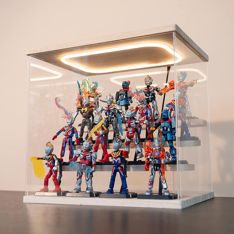 布鲁可奥特曼积木人手办收纳展示盒柜拼装公仔第八九弹人偶展示架