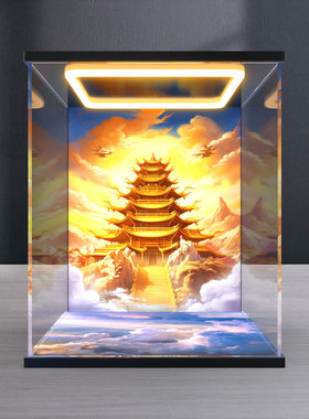 适用乐高悟空小侠80065 二郎天神机甲回型灯亚克力透明防尘展示盒