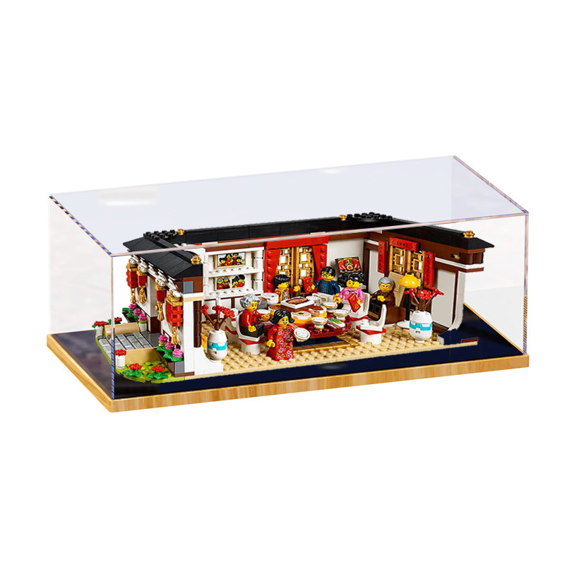 lego亚克力展示盒 80101新年年夜饭乐.高手办模型玩具透明防尘盒