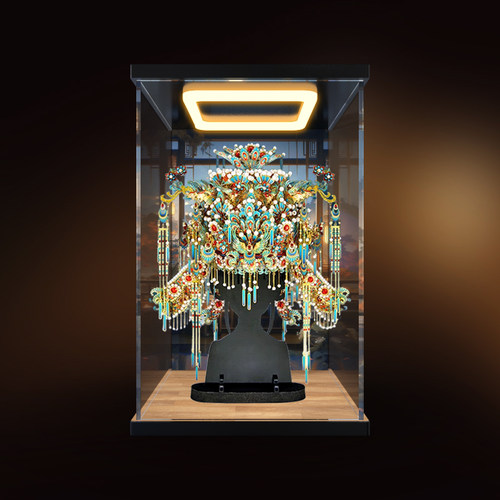 亚克力回形灯展示盒适用拼酷点翠凤冠金属拼图立体模型收纳防尘罩