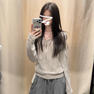 纯欲连帽蕾丝拼接假两件卫衣女