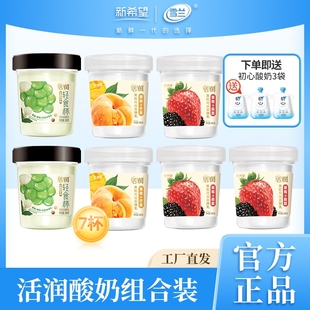 新希望雪兰活润圆杯340g 3袋初心酸奶 7杯茉莉青提草莓桑葚芒果