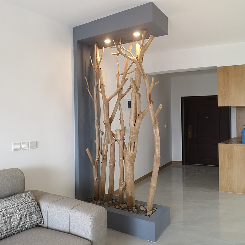 原木社木美玄关屏风进门隔断风化木个性特色家居客厅民宿田园装饰