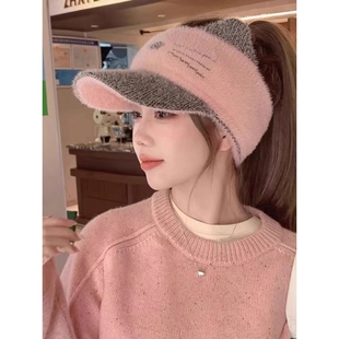 帽子女2025新款冬季可扎高马尾棒球帽空顶鸭舌帽保暖秋冬毛绒冬款