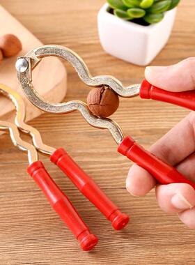 家用红柄核桃夹子铁质核桃夹坚果钳胡桃夹子开核桃小榛子钳子剥壳