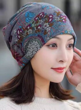 女士光头戴的帽子春秋防风月子帽透气棉质款专用妈妈包头保暖睡帽